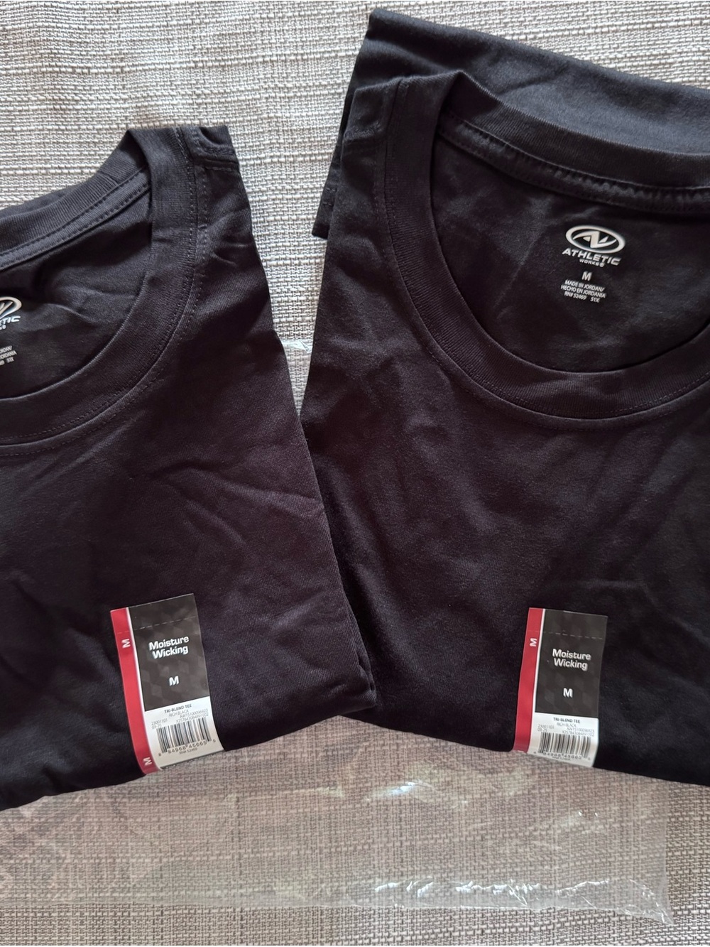 Athletic Works Black Short Sleeve Crew Neck T-Shirt 2 pack